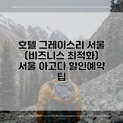 호텔 그레이스리 서울 (비즈니스 최적화) 서울 아고다 할인예약 팁