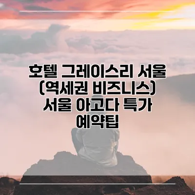 호텔 그레이스리 서울 (역세권 비즈니스) 서울 아고다 특가 예약팁