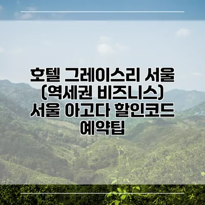 호텔 그레이스리 서울 (역세권 비즈니스) 서울 아고다 할인코드 예약팁