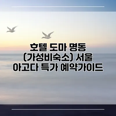 호텔 도마 명동 (가성비숙소) 서울 아고다 특가 예약가이드