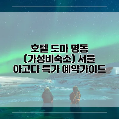 호텔 도마 명동 (가성비숙소) 서울 아고다 특가 예약가이드