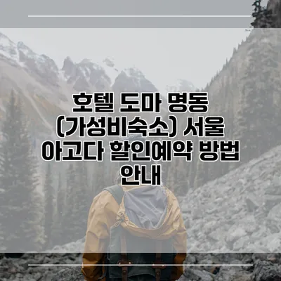 호텔 도마 명동 (가성비숙소) 서울 아고다 할인예약 방법 안내