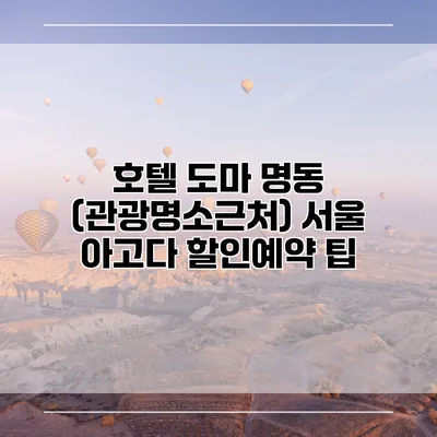 호텔 도마 명동 (관광명소근처) 서울 아고다 할인예약 팁