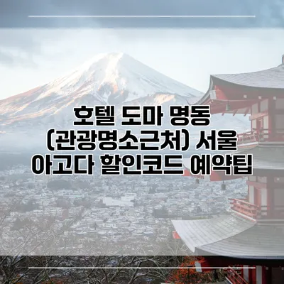 호텔 도마 명동 (관광명소근처) 서울 아고다 할인코드 예약팁