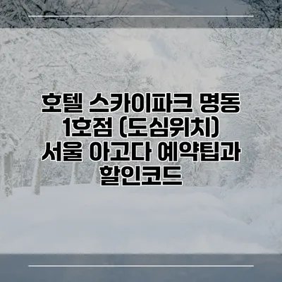 호텔 스카이파크 명동 1호점 (도심위치) 서울 아고다 예약팁과 할인코드
