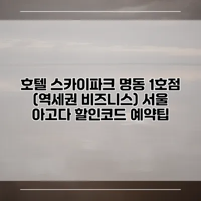 호텔 스카이파크 명동 1호점 (역세권 비즈니스) 서울 아고다 할인코드 예약팁