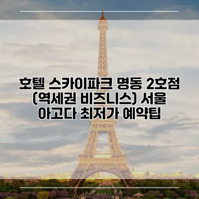 호텔 스카이파크 명동 2호점 (역세권 비즈니스) 서울 아고다 최저가 예약팁