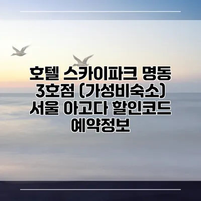 호텔 스카이파크 명동 3호점 (가성비숙소) 서울 아고다 할인코드 예약정보