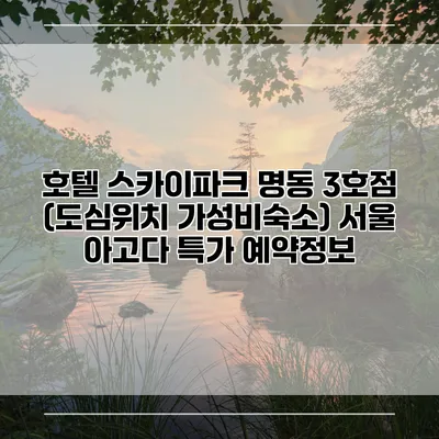 호텔 스카이파크 명동 3호점 (도심위치 가성비숙소) 서울 아고다 특가 예약정보