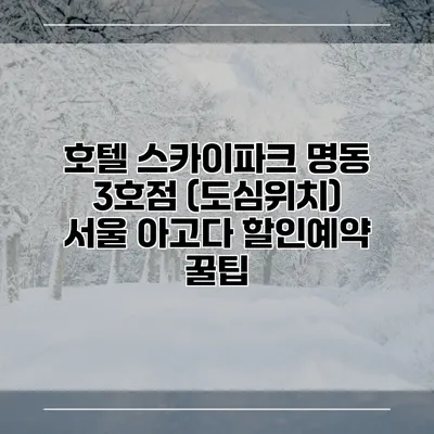 호텔 스카이파크 명동 3호점 (도심위치) 서울 아고다 할인예약 꿀팁