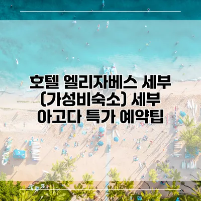 호텔 엘리자베스 세부 (가성비숙소) 세부 아고다 특가 예약팁