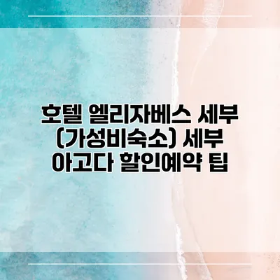 호텔 엘리자베스 세부 (가성비숙소) 세부 아고다 할인예약 팁