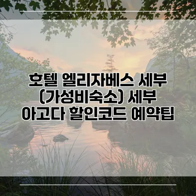 호텔 엘리자베스 세부 (가성비숙소) 세부 아고다 할인코드 예약팁