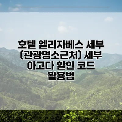 호텔 엘리자베스 세부 (관광명소근처) 세부 아고다 할인 코드 활용법