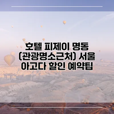 호텔 피제이 명동 (관광명소근처) 서울 아고다 할인 예약팁