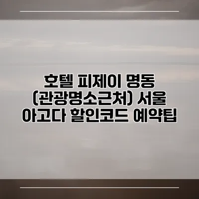 호텔 피제이 명동 (관광명소근처) 서울 아고다 할인코드 예약팁